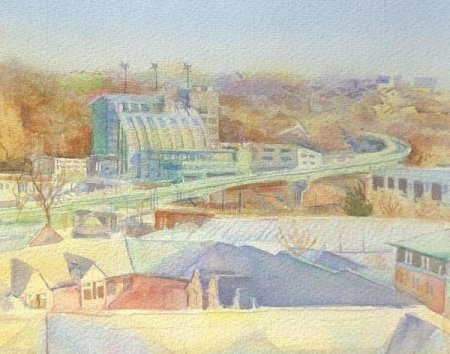 Picture of the Week: <p>From my new studio window I watch the sun cast it?s evening light on the new Sheffield College buildings. The elevated tramway runs past in the foreground on it?s way to the Manor.</p>